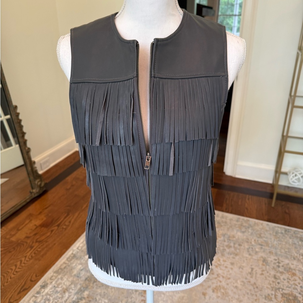 Neiman Marcus CUSP Leather Vest in Gray